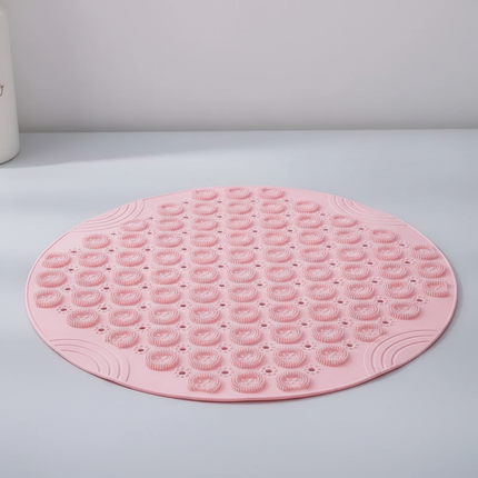 Round Non-Slip Shower Mat, Strong Suction Bath Mats With Drain Holes, Bathtub Mat With Raised Massage Loop