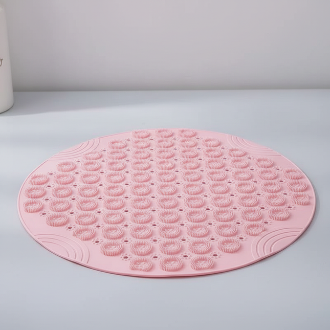 Round Non-Slip Shower Mat, Strong Suction Bath Mats With Drain Holes, Bathtub Mat With Raised Massage Loop