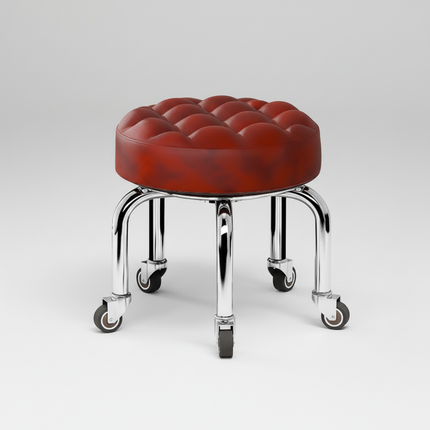 5-Wheel Metal Stool - Thickened Silent Low Stool with Sturdy Frame for Home/Foot Spa/Cosmetology/Kids