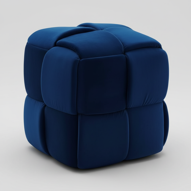 Velvet Ottoman Footstool, Living Room Woven Square Makeup Stool Decoration, Modern 43 X 43 X 46 Cm