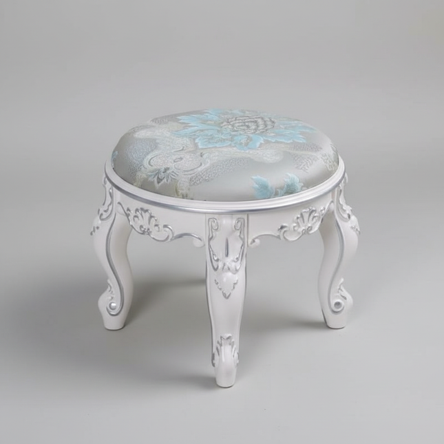 Retro Fabric Dressing Chair, Child Round Stool, Dressing Seat, Home Furniture, Living Room Dinning Chair, ABS Leg, Round Ottoman