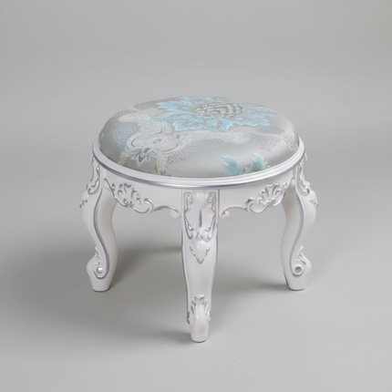 Retro Fabric Dressing Chair, Child Round Stool, Dressing Seat, Home Furniture, Living Room Dinning Chair, ABS Leg, Round Ottoman