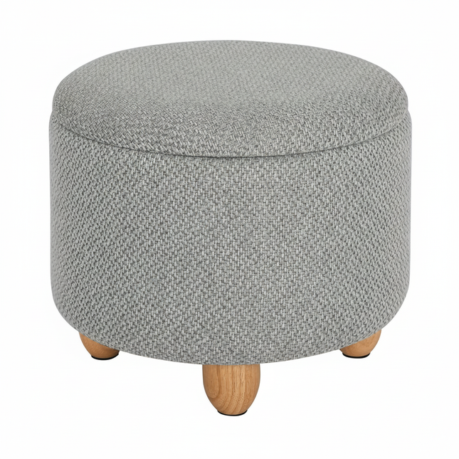 WOLTU Foldable Ottoman Storage Pouf Upholstered Stool with Lid Pine Legs Space Saving for Living Room Bedroom Home Decal