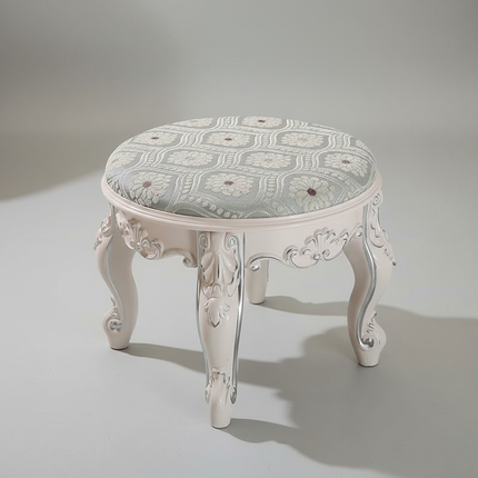 Retro Fabric Dressing Chair, Child Round Stool, Dressing Seat, Home Furniture, Living Room Dinning Chair, ABS Leg, Round Ottoman