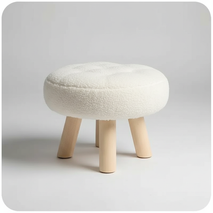 Creative Nordic Stool Furniture Solid Wood Small Stool Spherical Stool Removable Washable Furniture Round Ottomans Ins Pouf