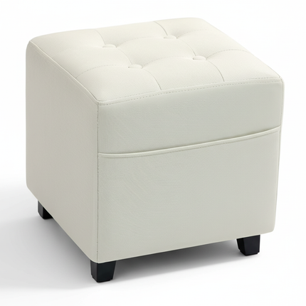 Homcom Linen Upholstered Living Room Footrest with Side Pocket