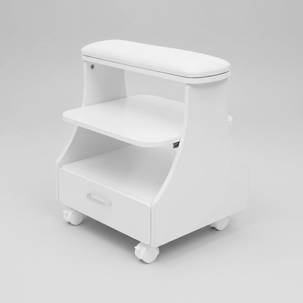 3-tier Foot Rest Manicure Stool Pedicure Cart Footbath Trolley with 4 Casters for Beauty Salon Stores 50kg White/Black/Pink