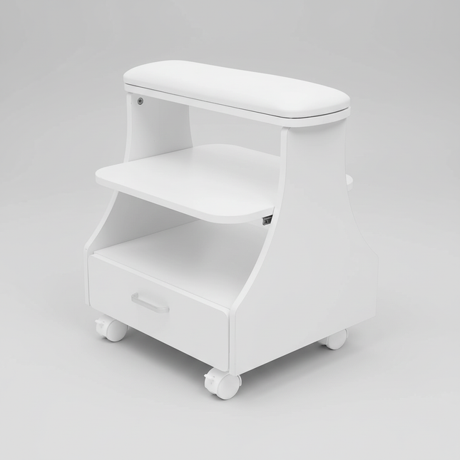 3-tier Foot Rest Manicure Stool Pedicure Cart Footbath Trolley with 4 Casters for Beauty Salon Stores 50kg White/Black/Pink