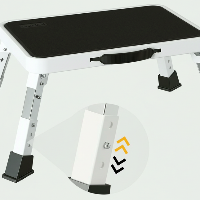 3-speed adjustable folding step stool for adults and seniors, safer metal step stool, sturdy and stable step stool