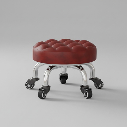 5-Wheel Metal Stool - Thickened Silent Low Stool with Sturdy Frame for Home/Foot Spa/Cosmetology/Kids