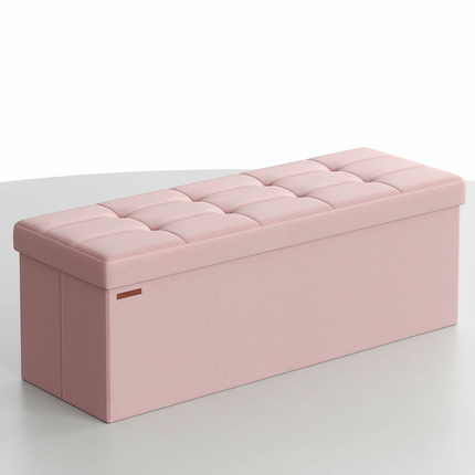 SONGMICS Storage Bench, Foldable Pouffe, 38 x 110 x 38 cm, End of Bed, Footrest, Storage Box, Load up to 300 kg, for Living Room