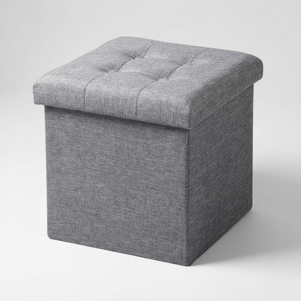 1PC Foldable Dressing Table Stool Pouf Storage Ottoman Chair Stool Upholstered Footstool Linen Couch Stool Removable Cover