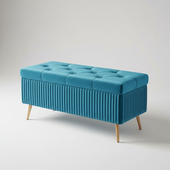 Velvet Ottoman Bench for Living Room Nordic Design Shoe Changing Stool with Storage Bedroom Bed End Seat Modern