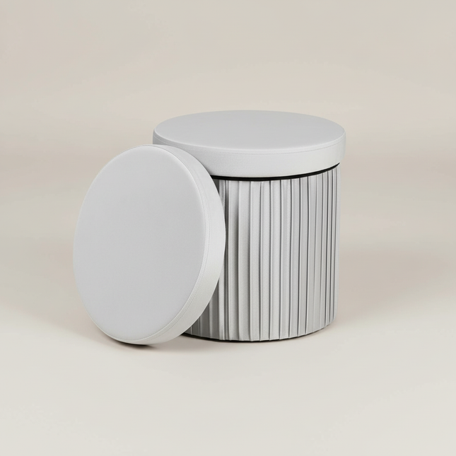 WOLTU Velvet Round Ottoman MDF Foldable Storage Stool with Removable Padded Lid Creative Storage Box for Footstool Living Room