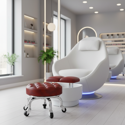 5-Wheel Metal Stool - Thickened Silent Low Stool with Sturdy Frame for Home/Foot Spa/Cosmetology/Kids - gallery 1