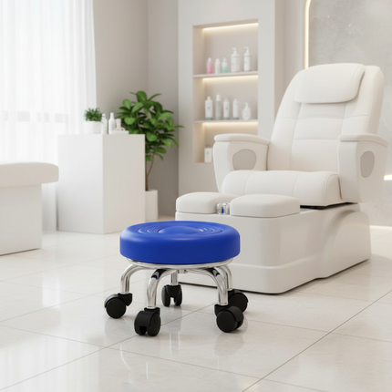 5-Wheel Metal Stool - Thickened Silent Low Stool with Sturdy Frame for Home/Foot Spa/Cosmetology/Kids - gallery 1