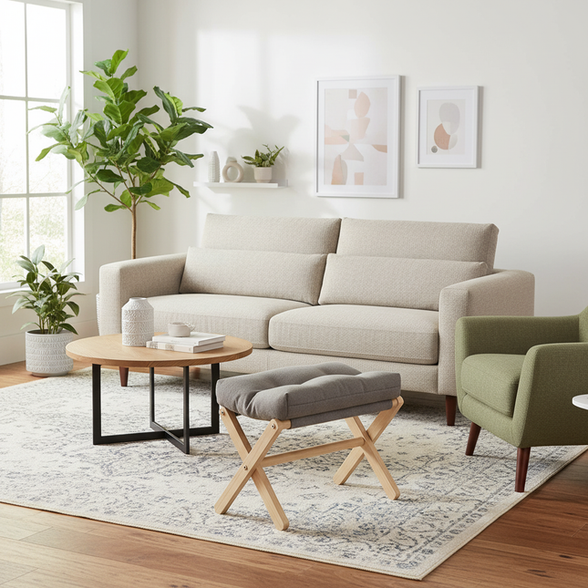 Solid Wood Shoe Changing Stool Footstool Sofa Rest Footstool, Folding Low Stool for The Entryway, Cotton-filled Cushion Stool - gallery 1