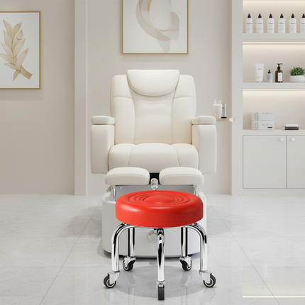 5-Wheel Metal Stool - Thickened Silent Low Stool with Sturdy Frame for Home/Foot Spa/Cosmetology/Kids - gallery 1