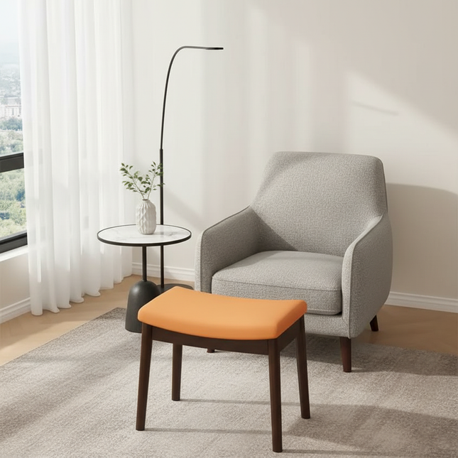 Foot Stool, Saddle Cushion Vanity Stool, Modern Concave Ottoman with Upholstered Seat for Entryway, Bedroom, Patio, Living Room. - gallery 1