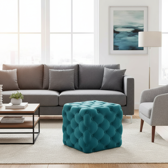 Light Luxury Velvet Foot Pedal Living Room Shoe Bench Creative Pull Buckle Hallway Ottoman High Elastic Sponge Dressing Stools - gallery 1