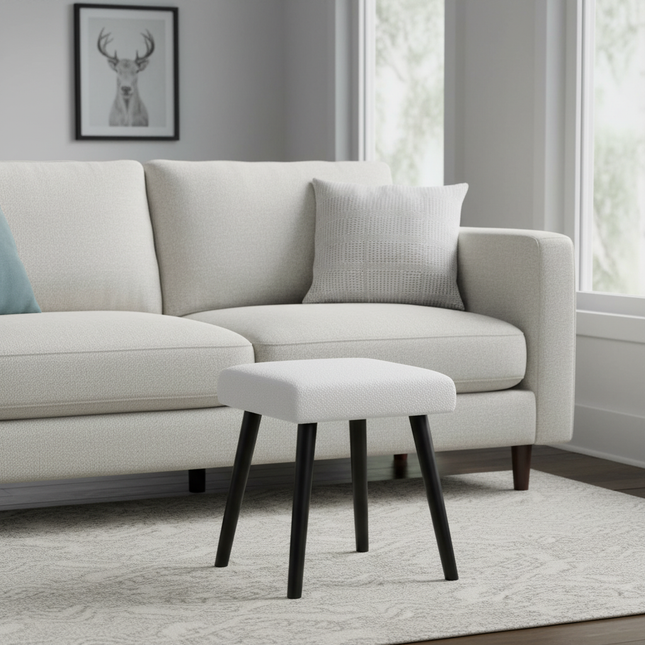 Pouf Dressing Table Stool Teddy Velvet Salon Footrest Rectangular Pouf with Padded Seat for Bedroom Living Room - gallery 1