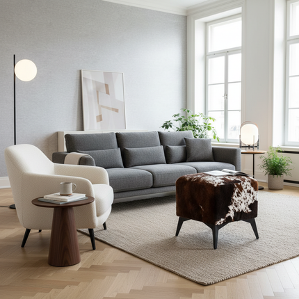 ‌Faux Leather Ottoman, Plush Entryway Bench, Velvet Square Stool, Minimalist Footrest for Bedroom/Balcony with Non-Skid Base - gallery 1