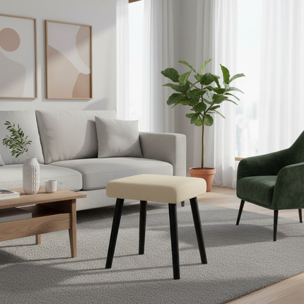 Pouf Dressing Table Stool Teddy Velvet Salon Footrest Rectangular Pouf with Padded Seat for Bedroom Living Room - gallery 1