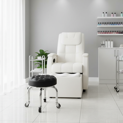 5-Wheel Metal Stool - Thickened Silent Low Stool with Sturdy Frame for Home/Foot Spa/Cosmetology/Kids - gallery 1