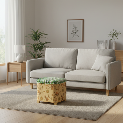 Japanese Solid Wood Small Square Stool with Storage Box Sundries Toys Organizer Household Hallway Shoes Change Footstool Ottoman - gallery 1