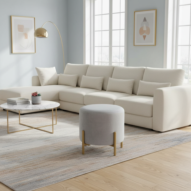 Customized Velvet Dressing Stool Golden Leg Tassel Makeup Bench Openable Ottoman Pouf for Home Fashionable Furniture - gallery 1