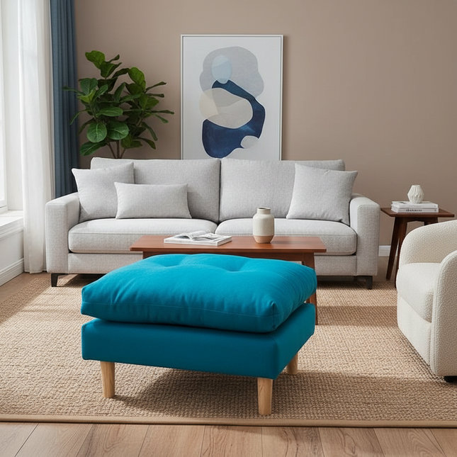 Soft Velvet Solid Wood Bed-End Bench  Durable Nordic Sofa Footstool  Sturdy Living Room Ottoman  Versatile Square Footrest - gallery 1