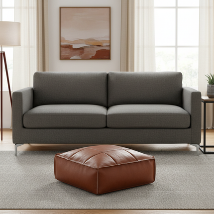 Soft Moroccan Ottoman Footstool Handmade Square Floor Cushion PU Leather Moroccan Pouf for Home Wedding Bedroom Living Room Kids - gallery 1