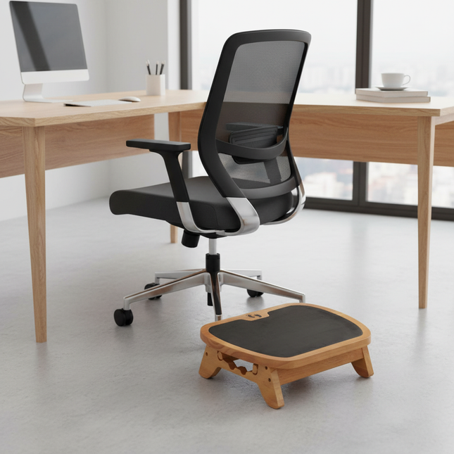 under Desk Footrest Wooden Foot Rest Feet Stand Adults Anti Slip Foot Stool Desk Leg Rest for Travel Computer Car Living Room - gallery 1