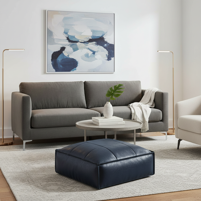 Soft Moroccan Ottoman Footstool Handmade Square Floor Cushion PU Leather Moroccan Pouf for Home Wedding Bedroom Living Room Kids - gallery 1