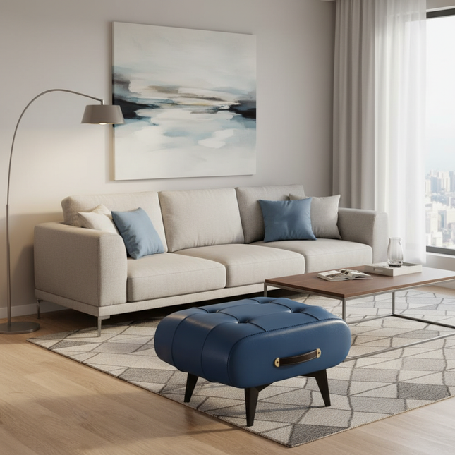 Light Luxury High-End Multi-Use Leather Platform Stool for Living Room Coffee Table Sofa Footrest Shoe Storage Doorway - gallery 1