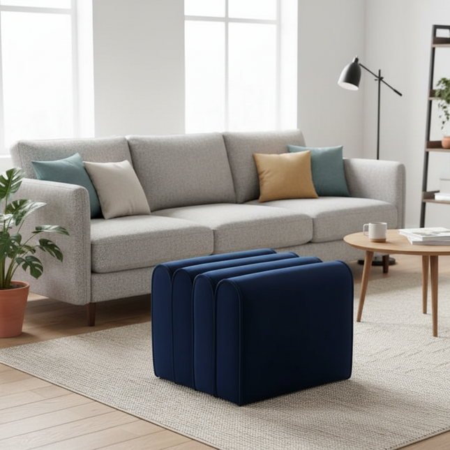 Shoe Change Stool for Living Room Fitting Room Bedroom Fashion Designer Sofa Foot Stool Frame Bed End Stool  Flannel + Wood - gallery 1