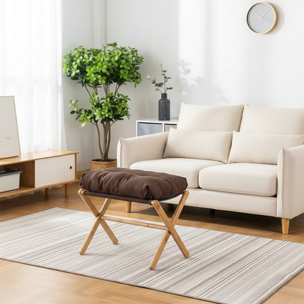 Household Portable Minimalist Living Room Office Desk Cushion Footstool X-shaped Folding Stool - gallery 1