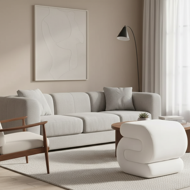 Modern Foot Stool Ottoman, S-Shaped Velvet Vanity Stool, Upholstered Sofa Footrest Extra Seating Pouf for Bedroom - gallery 1