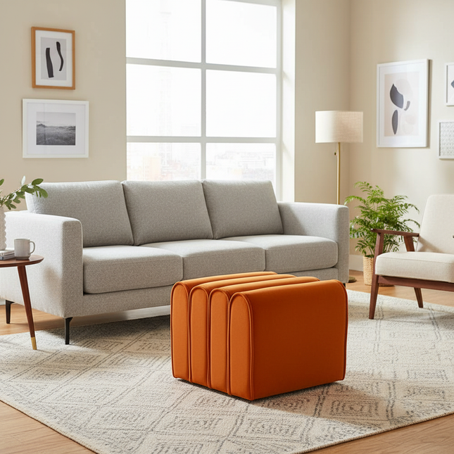 Shoe Change Stool for Living Room Fitting Room Bedroom Fashion Designer Sofa Foot Stool Frame Bed End Stool  Flannel + Wood - gallery 1