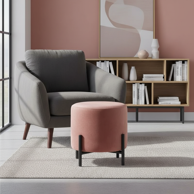 Customized Velvet Dressing Stool Golden Leg Tassel Makeup Bench Openable Ottoman Pouf for Home Fashionable Furniture - gallery 1