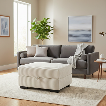 Anajqaqia Sofa Foot stool with Storage Room Ottoman Storage stool with Lid Cord Fabric - gallery 1