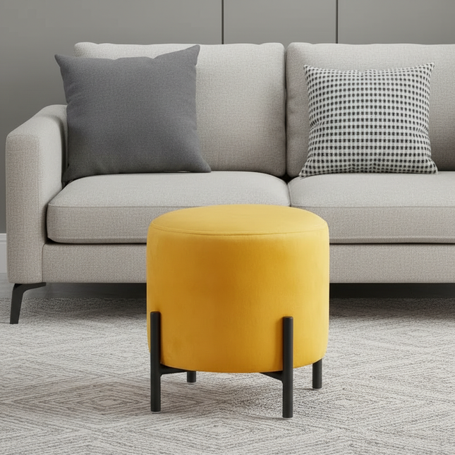 Customized Velvet Dressing Stool Golden Leg Tassel Makeup Bench Openable Ottoman Pouf for Home Fashionable Furniture - gallery 1