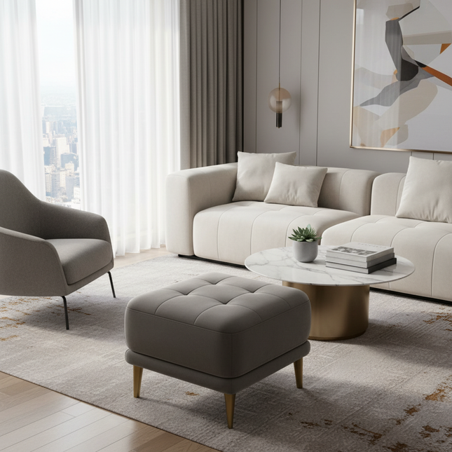 Modern Light Luxury Foot Stool Comfortable Velvet Shoes Bench Elastic Latex Sofa Seat Stable and Load Bearing Hallway Ottoman - gallery 1