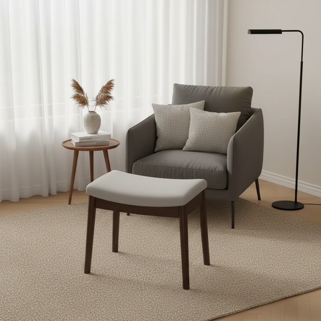 Foot Stool, Saddle Cushion Vanity Stool, Modern Concave Ottoman with Upholstered Seat for Entryway, Bedroom, Patio, Living Room. - gallery 1