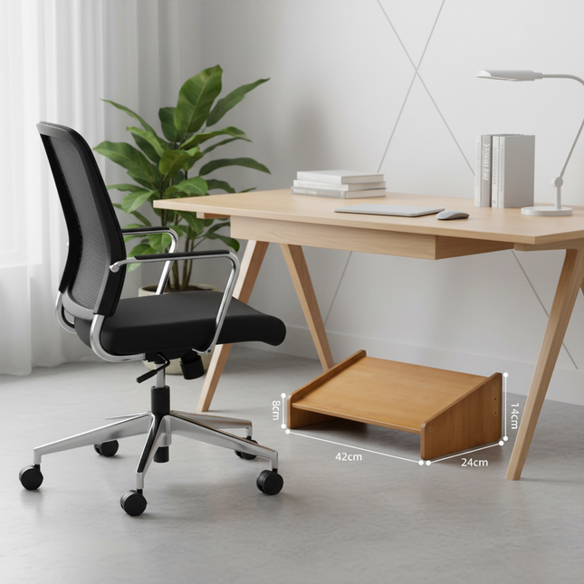 Comfortable footstool with adjustable pedals fatigue relieving footstool bamboo office footstool seat posture improvement device - gallery 1