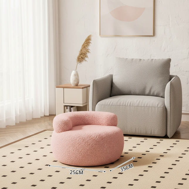 Soft Sofa Stool Household Round Stools Imitation Lamb Cashmere Ottoman Wooden Adults Feet Rest Bedroom Footrest Home Furniture - gallery 1