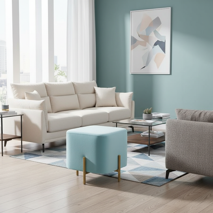 Customized Velvet Dressing Stool Golden Leg Tassel Makeup Bench Openable Ottoman Pouf for Home Fashionable Furniture - gallery 1