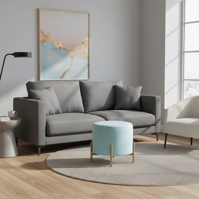 Customized Velvet Dressing Stool Golden Leg Tassel Makeup Bench Openable Ottoman Pouf for Home Fashionable Furniture - gallery 1