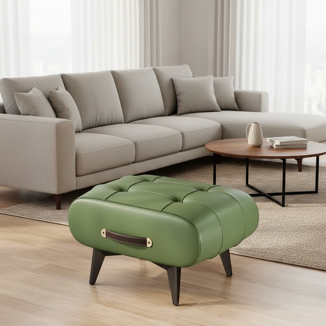 Foldable Foot Stool Extra Thick PU Leather & High-Density Foam, Portable Ottoman for Living Room/Bedroom/Office, Non-Slip Base - gallery 1