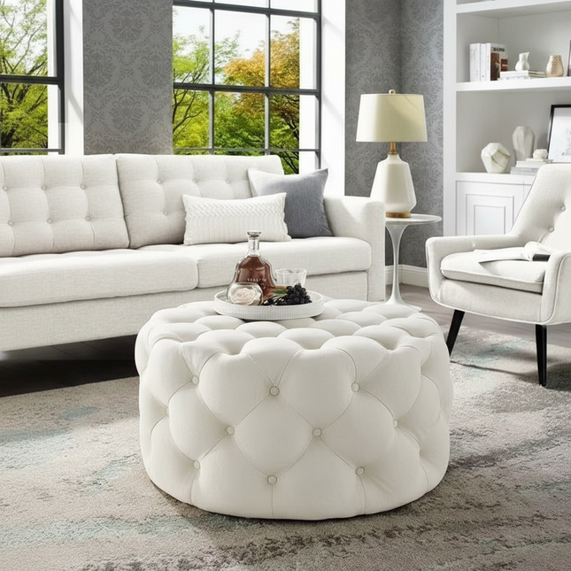 60cm Nordic Velvet Stool Round Pouf Ottoman Vintage Makeup Stool Living Room Footrest Soft Bedroom Bench Shoe Changing Stool - gallery 1